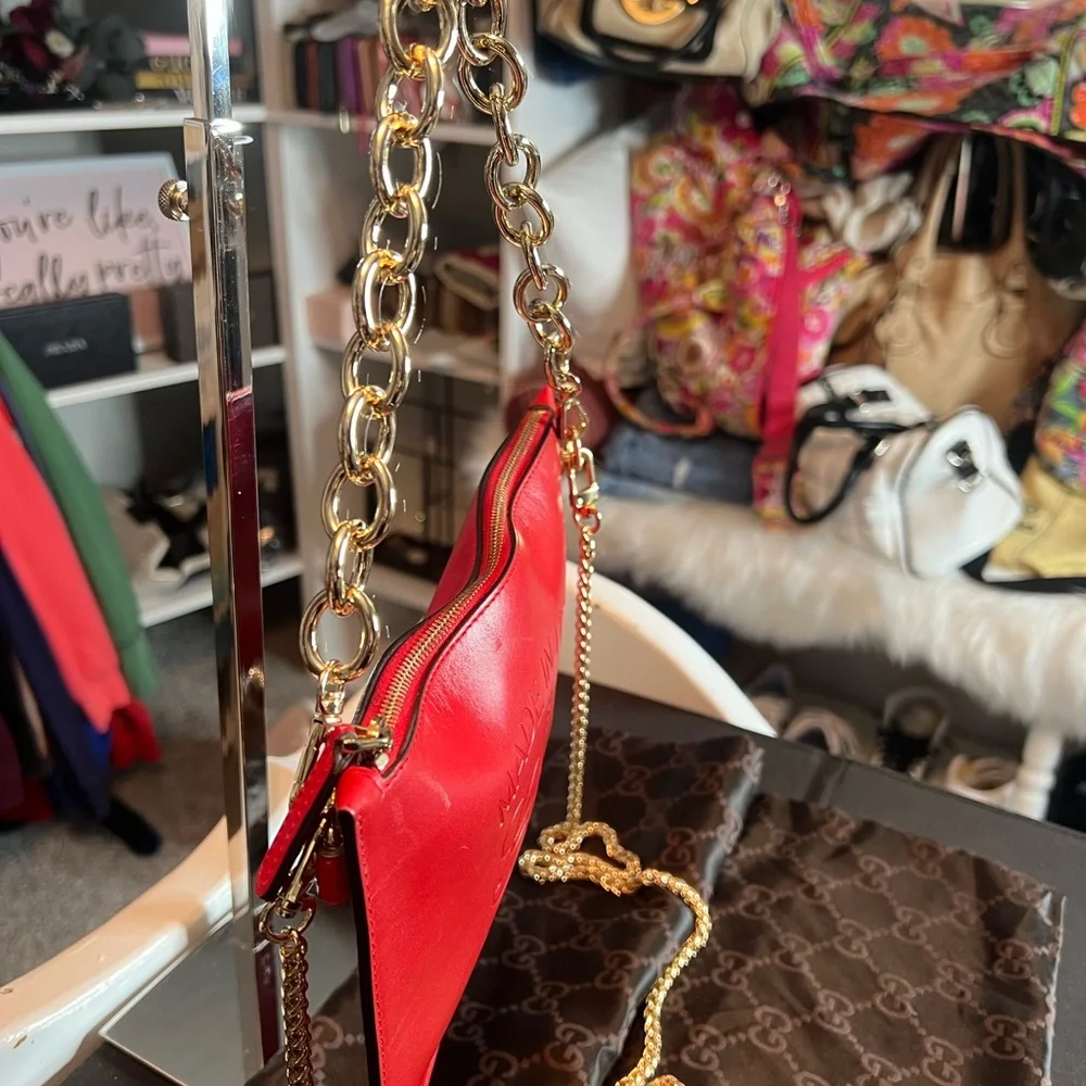 Gucci Red and Gold Crossbody Bag with Chain Strap - Picture 6 of 8